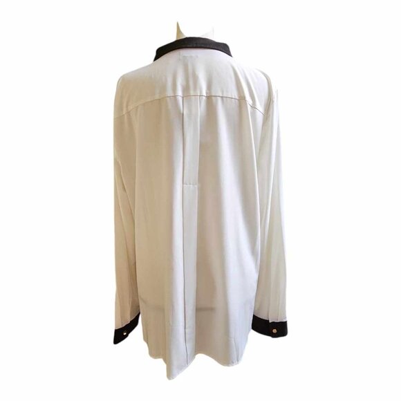 NWT Worthington White with Black Long Sleeve Button-Down Shirt Size XL - Picture 2 of 13